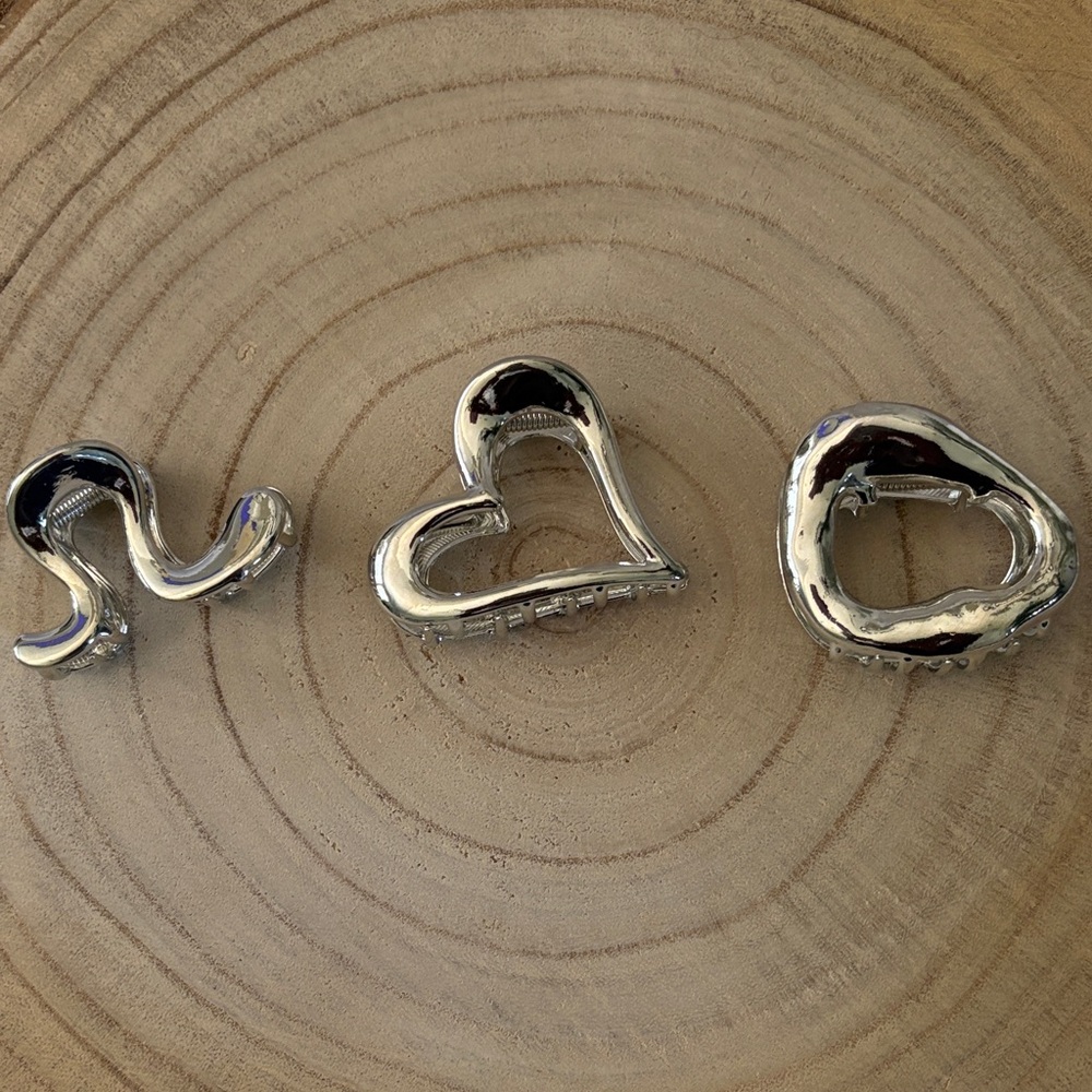 8 Other Reasons Silver Hair Clips Set of 3.